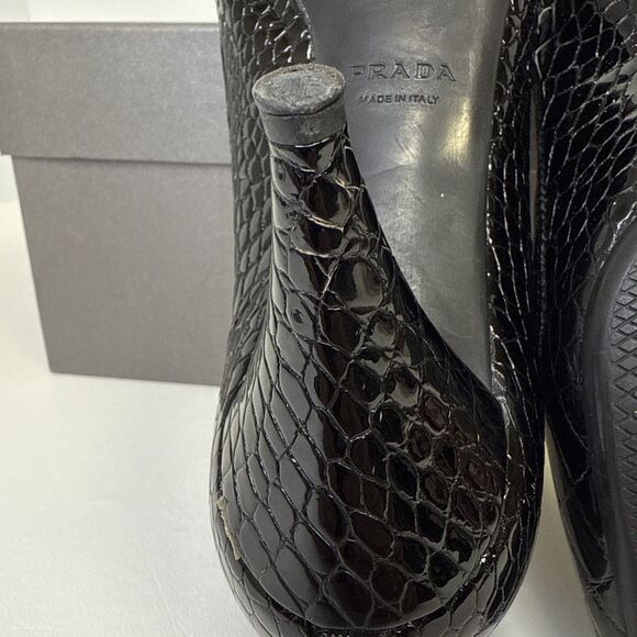 PRADA Cocco Lux Print Black Croco Embossed Leather Pumps EU 35.5 US 5.5 - Picture 13 of 16